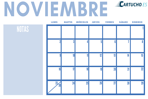 calendario mensual para imprimir noviembre