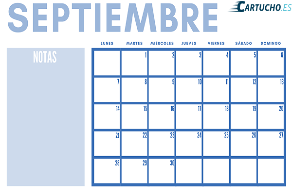 calendario mensual para imprimir septiembre