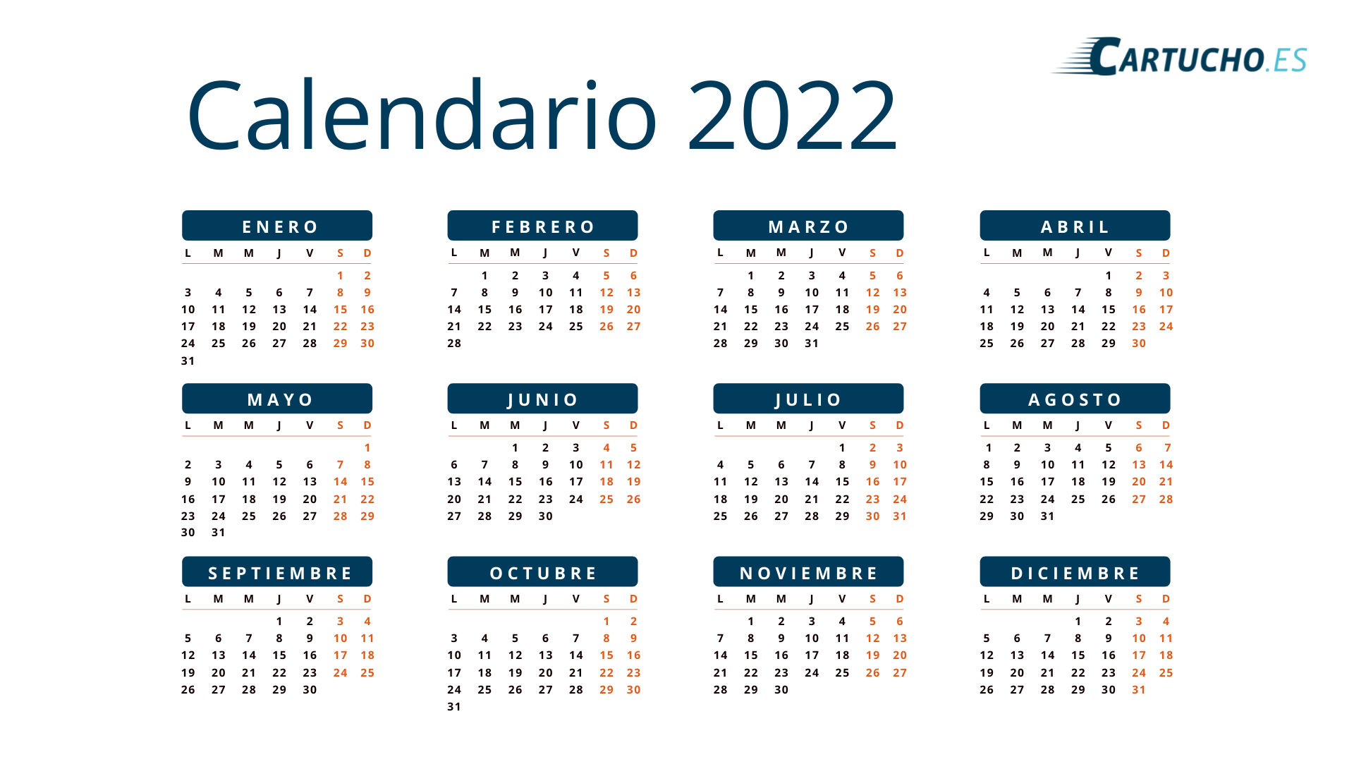 Calendario 2022 imprimir