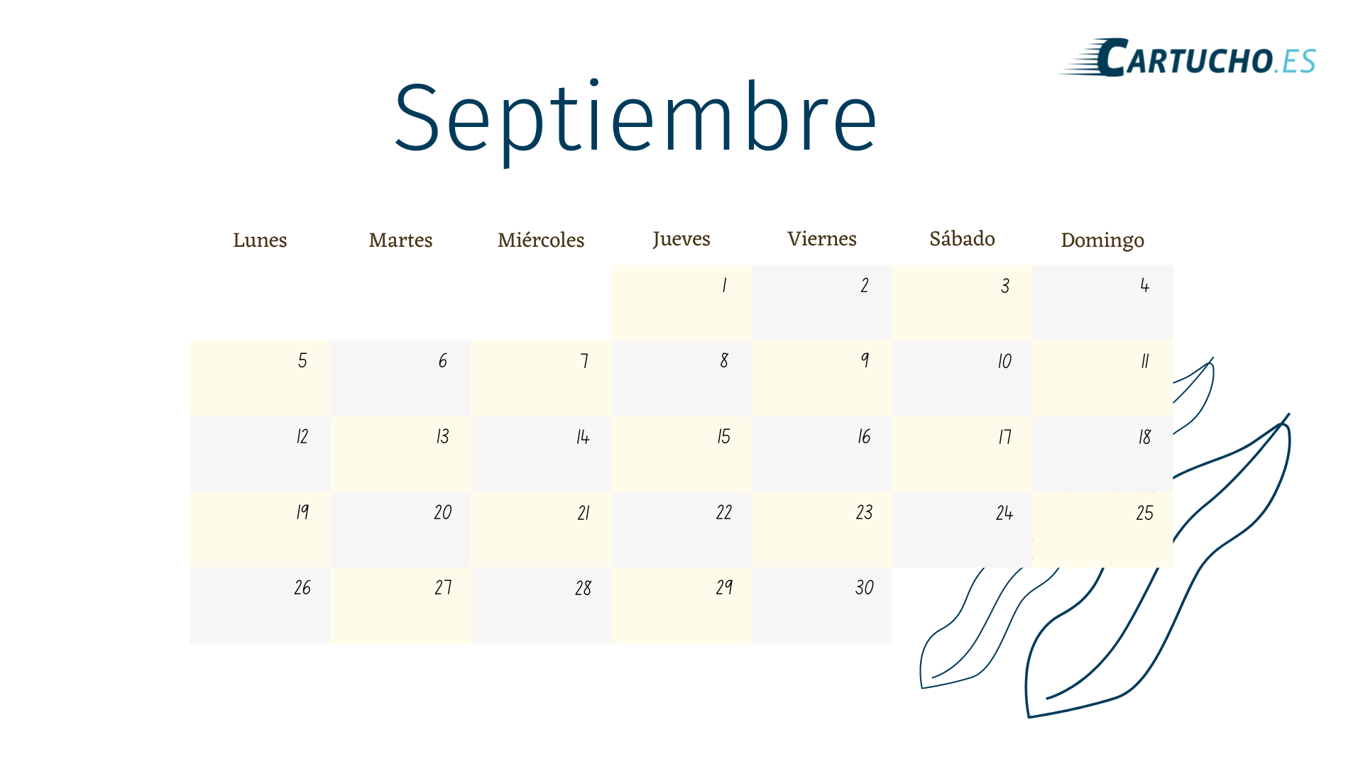 Calendario septiembre 2022