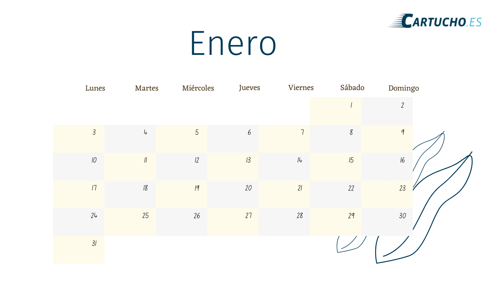 Calendario enero 2022