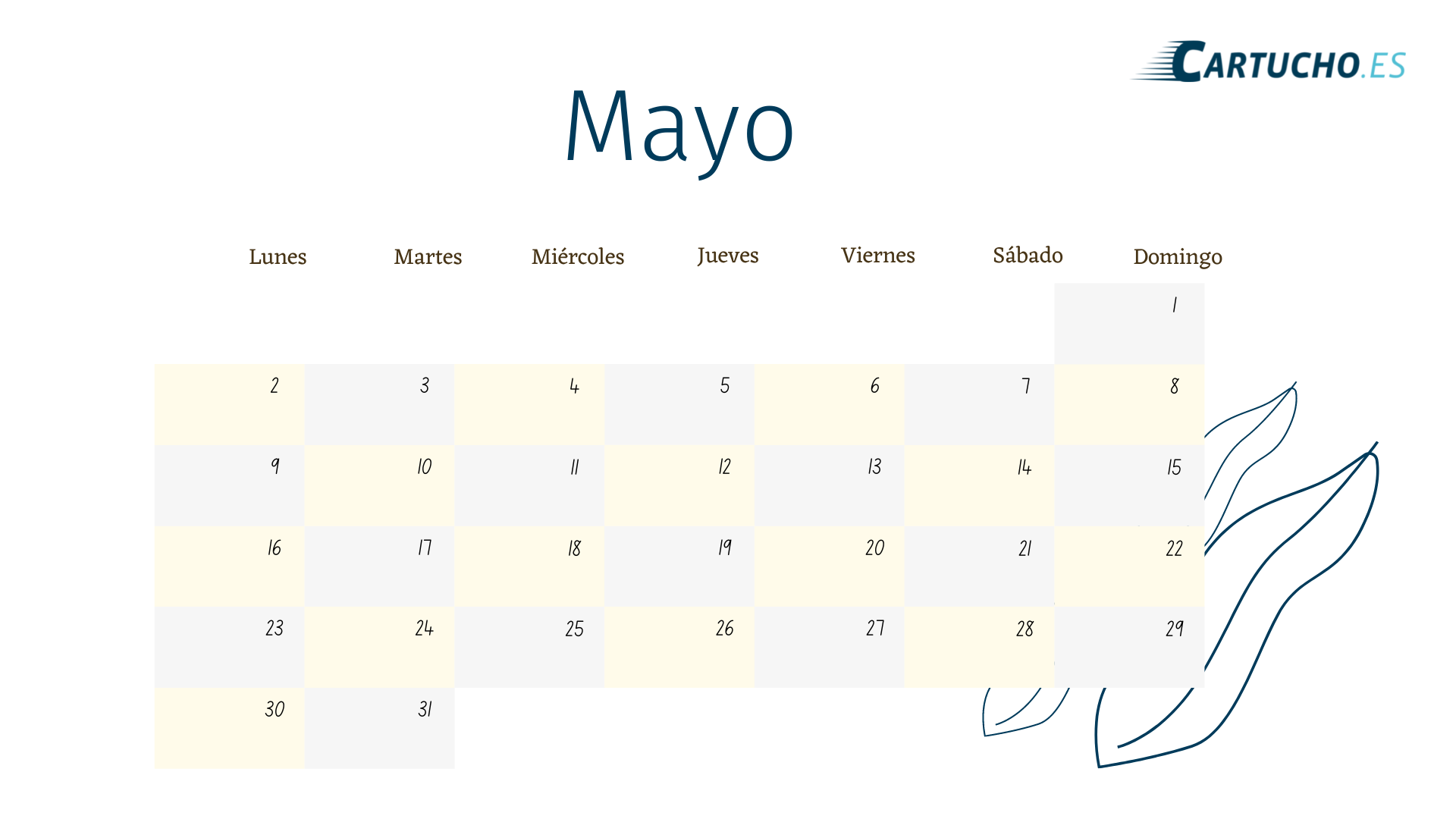 Calendario mayo 2022