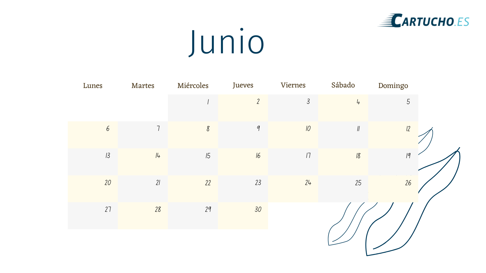 Calendario junio 2022