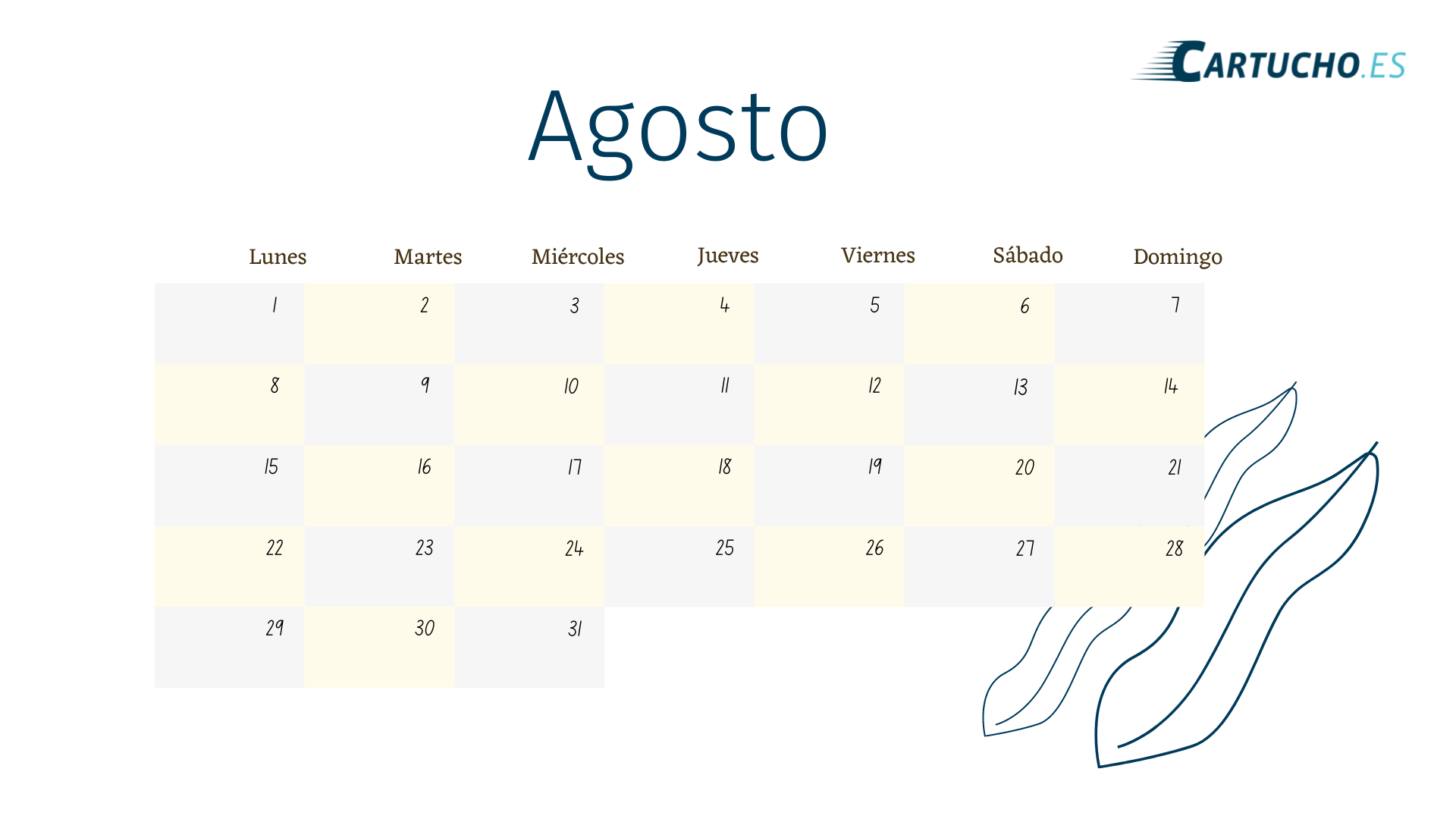 Calendario agosto 2022